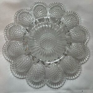 Elegant Clear Glass Deviled Egg Platter